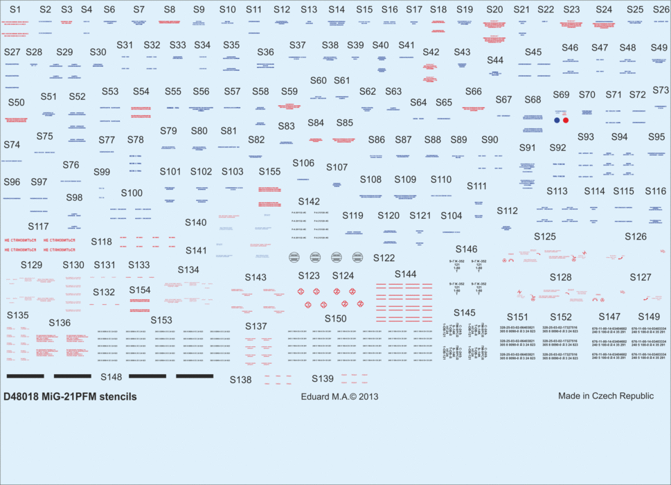 1:48 MiG-21PFM stencils