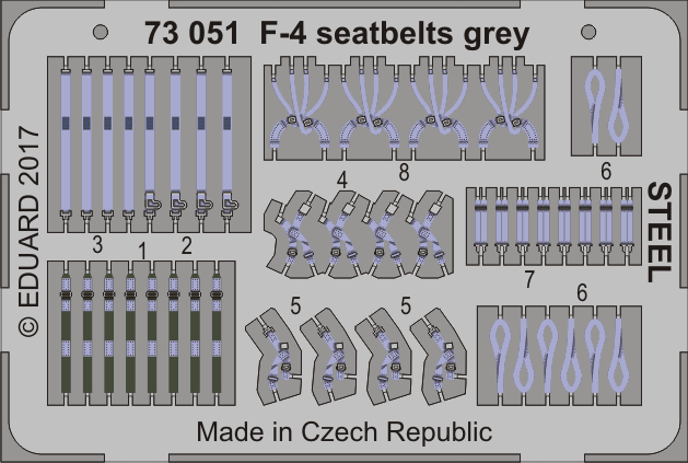 1:72 F-4 seatbelts grey STEEL