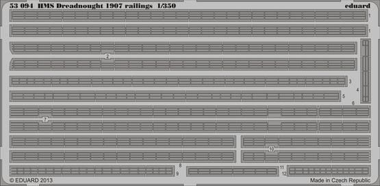 1:350 HMS Dreadnought 1907 railings