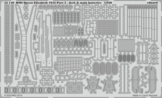 1:350 HMS Queen Elizabeth 1943 pt 5 - deck & main batteries