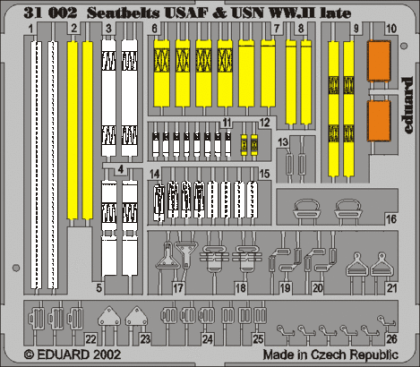 1:32 Upínací pásy USAF & USN 2. sv. v. pozdní verze