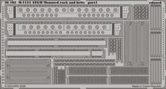 1:35 M-1134 ATGM mounted rack and belts