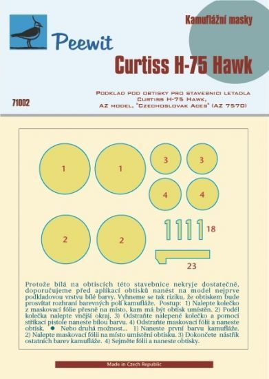 1:72 Curtiss H-75 Hawk - podklad pod obtisky
