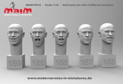 1:16 Character Head Set with 5 different emotions (5 Heads)