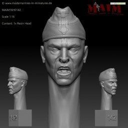 1:16 German Wehrmacht Head w/Schiffchen - Screaming Impression #0142