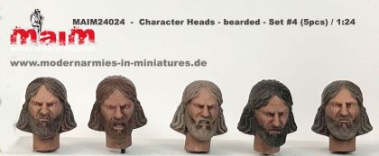 1:24 Character Heads Set - bearded with 5 different emotions (5 Heads)