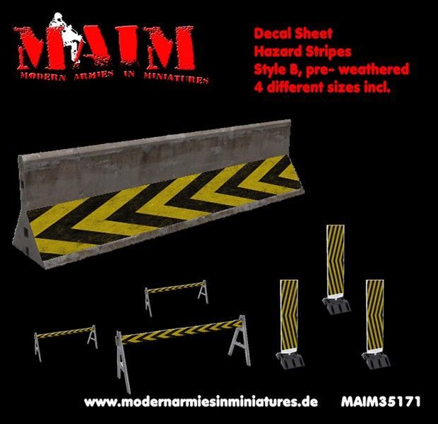1:35 Hazard Stripes / Warnstreifen Style B, pre-weathered - Decals