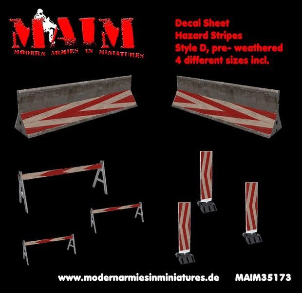 1:35 Hazard Stripes / Warnstreifen Style D, pre-weathered - Decals
