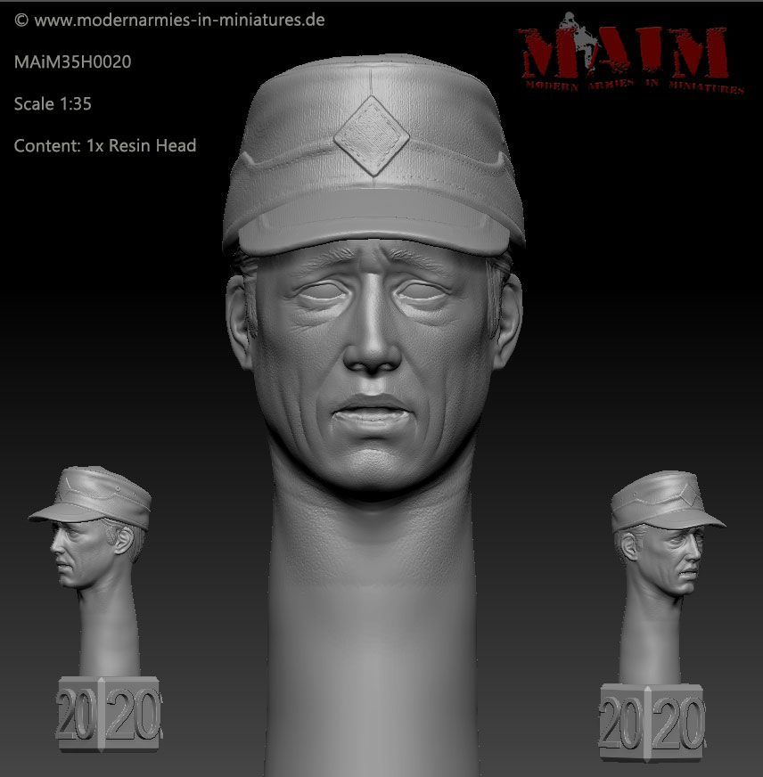 1:35 Modern German Head w/Field Cap - Shocked Impression #0020