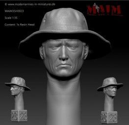 1:35 Modern German Head w/Tropical Hat - Sad Impression #0023