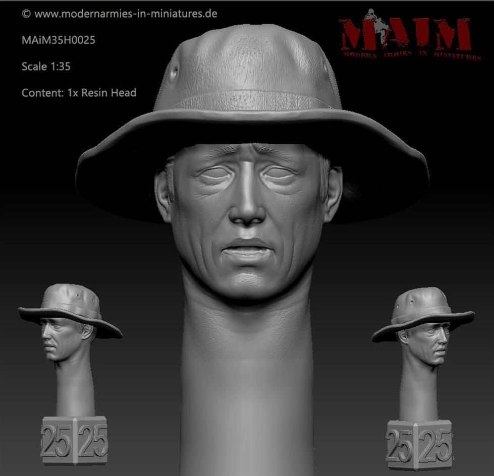 1:35 Modern German Head w/Tropical Hat - Shocked Impression #0025