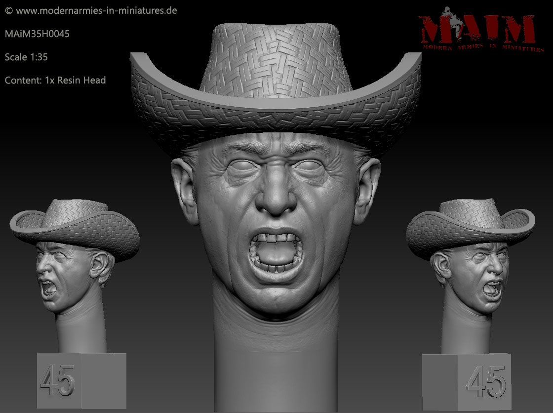 1:35 Farmer Head with Hat - Screaming Impression #0045