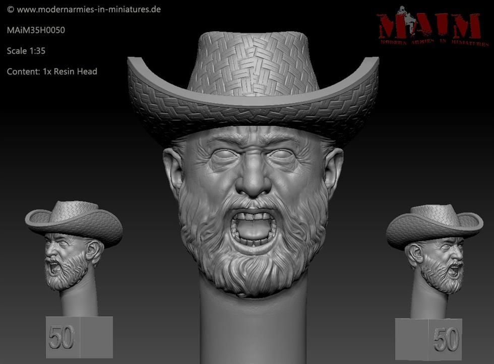 1:35  Farmer Head bearded with Hat - Screaming Impression #0050