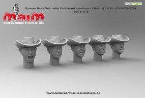 1:35 Farmer Head Set - with 5 different emotions (5 Heads)