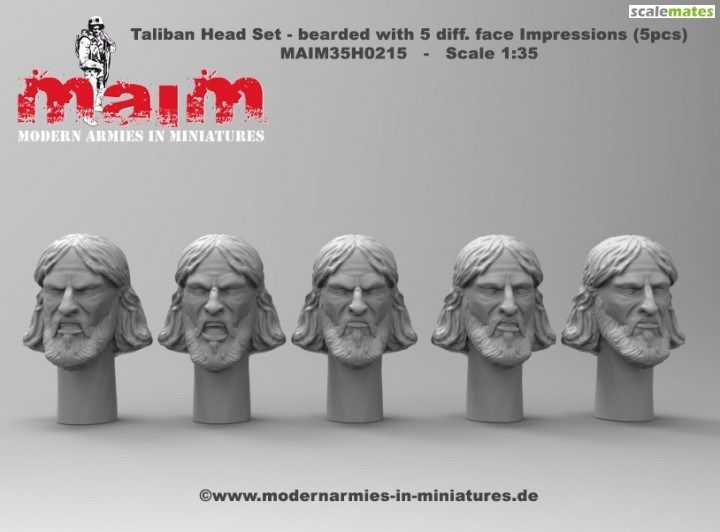 1:35 Taliban Head Set - Bearded with 5 Diff. Face Impressions (5 Pcs.