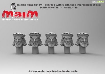 1:35 Taliban Head Set #4 - Bearded with 5 Diff. Face Impressions (5 Pcs.)