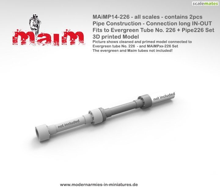 Pipe Construction - Connector long IN-OUT for Evergreen 226 / All Scales
