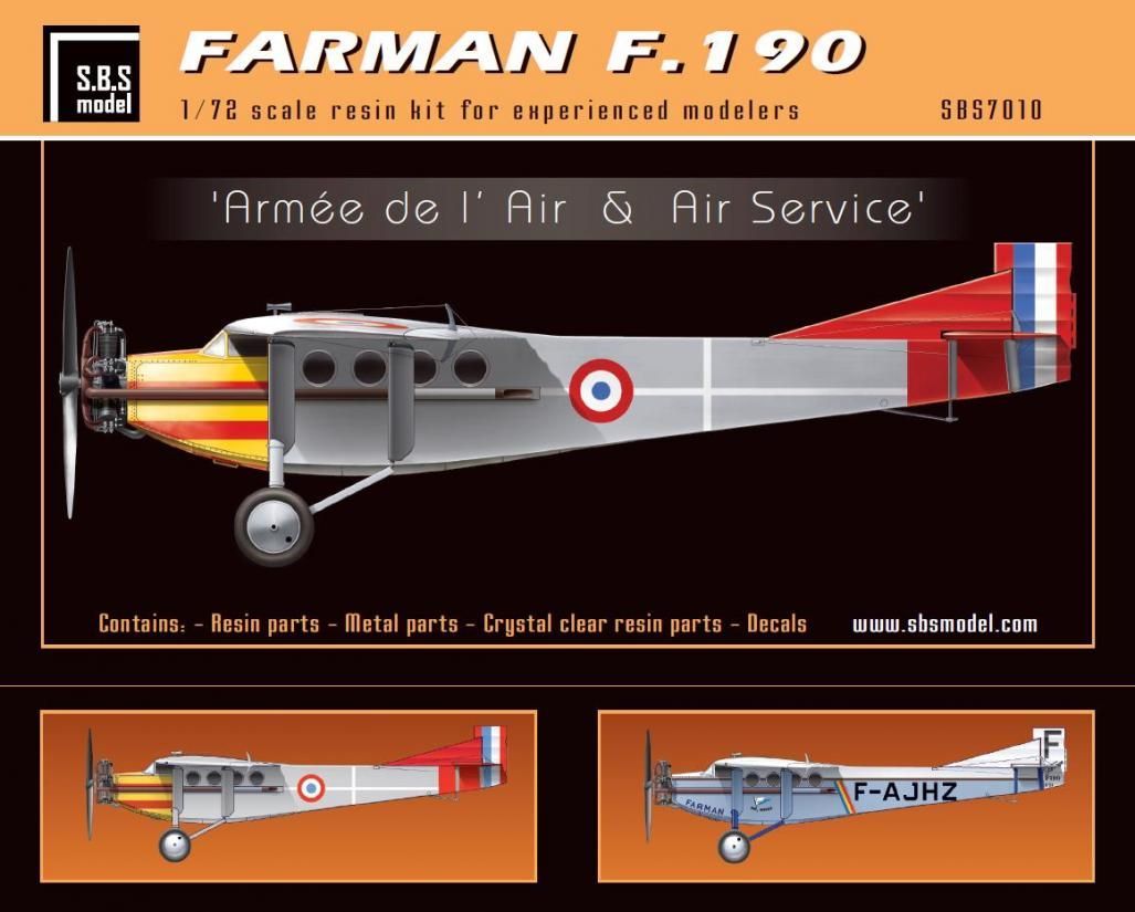 1:72 Farman F.190 'Armée de l'Air & Air service' full resin kit