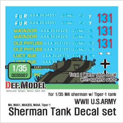 1:35 WWII US army M4 Tank company decal set
