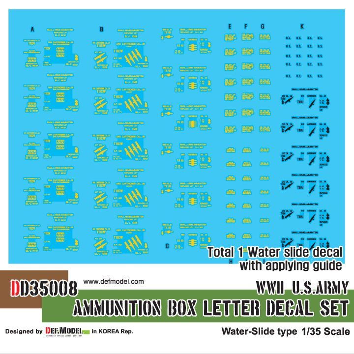 1:35 WWII US army Ammunition letter decal set