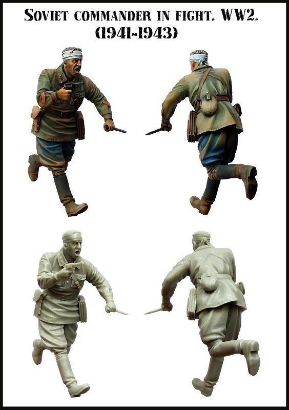 1:35 Soviet commander in fight . WW2 . (1941 - 1943) Set-2