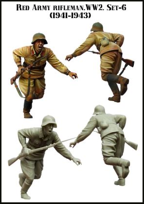 1:35 WWII Soviet Soldier in Fight (Red Army Rifleman) 1941-1943 Set #6 (1 Figure)
