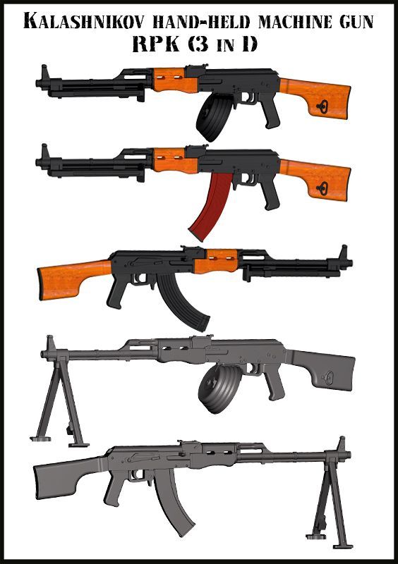 1:35 Kalashnikov Hand-Held Machine gun RPK (3in1)