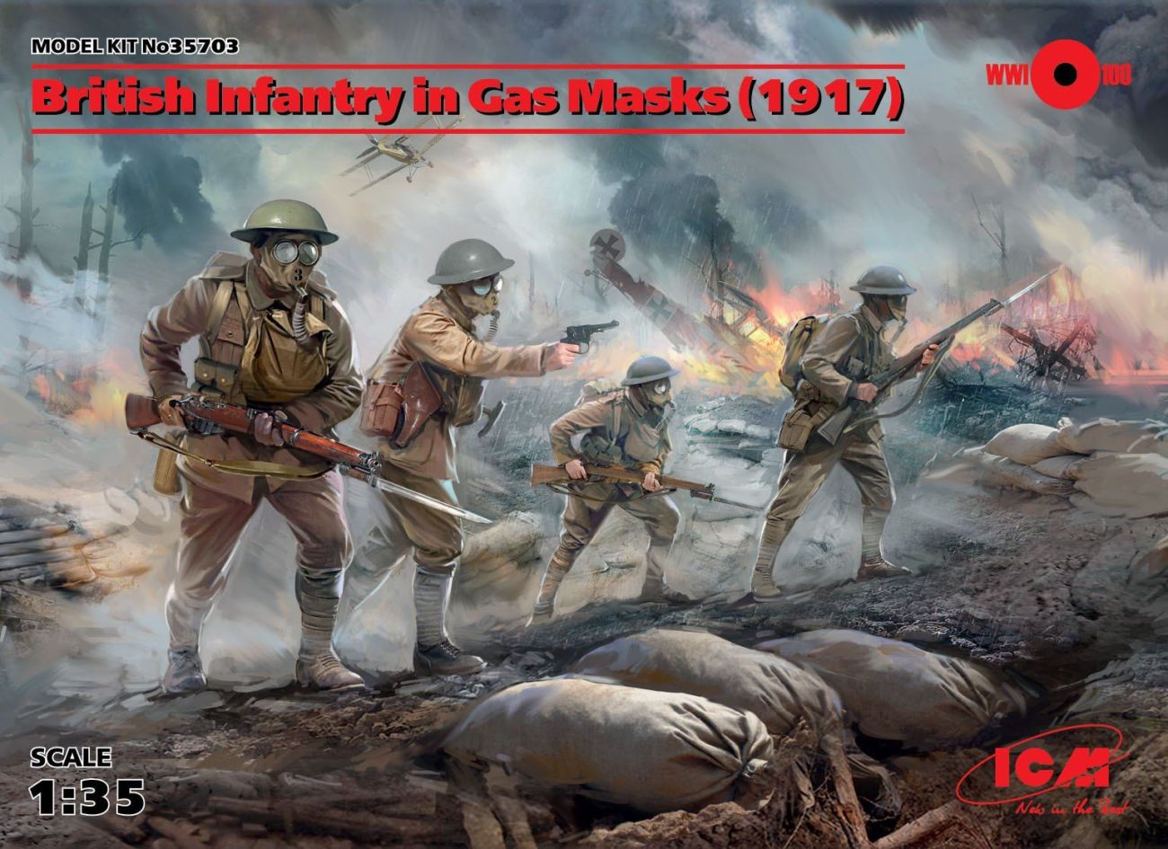 1:35 British Infantry in Gas Masks (1917) (4 figures)
