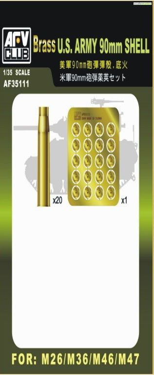 1:35 90mm Shell Case USA (20 Messing Hďż˝lsen)