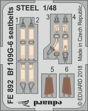1:48 Bf 109G-6 seatbelts STEEL