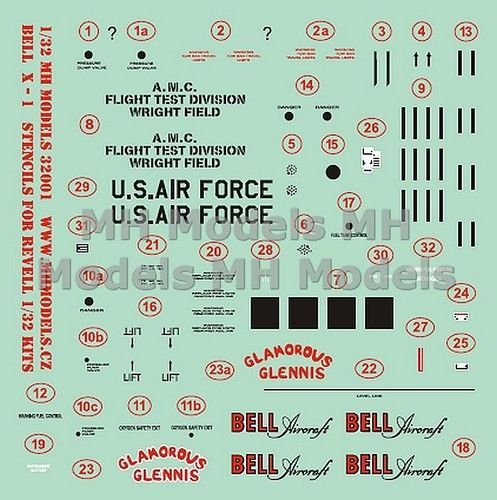 1/32 Bell X-1 Stencils