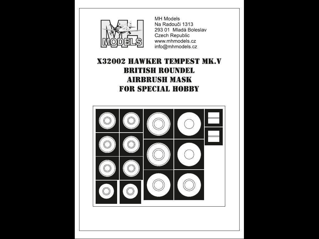 1:32 Hawker Tempest Mk.V British roundel airbrush mask