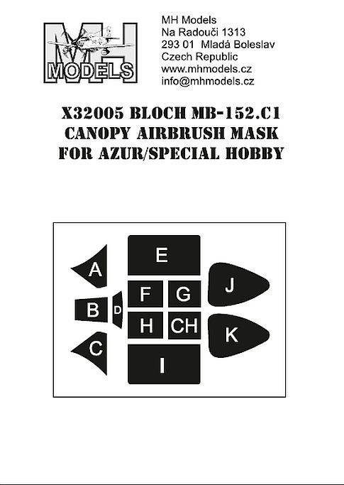 1:32 Bloch MB-152 C.1 Canopy airbrush mask