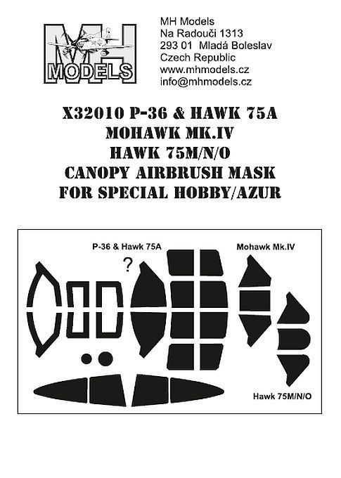 1:32 P-36 & Hawk75 & Mohawk 75 & Hawk 75M-N-O canopy airbrush mask
