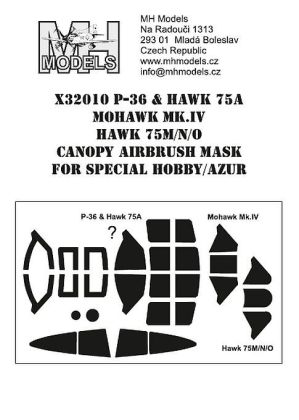 1:32 P-36 & Hawk75 & Mohawk 75 & Hawk 75M-N-O canopy airbrush mask