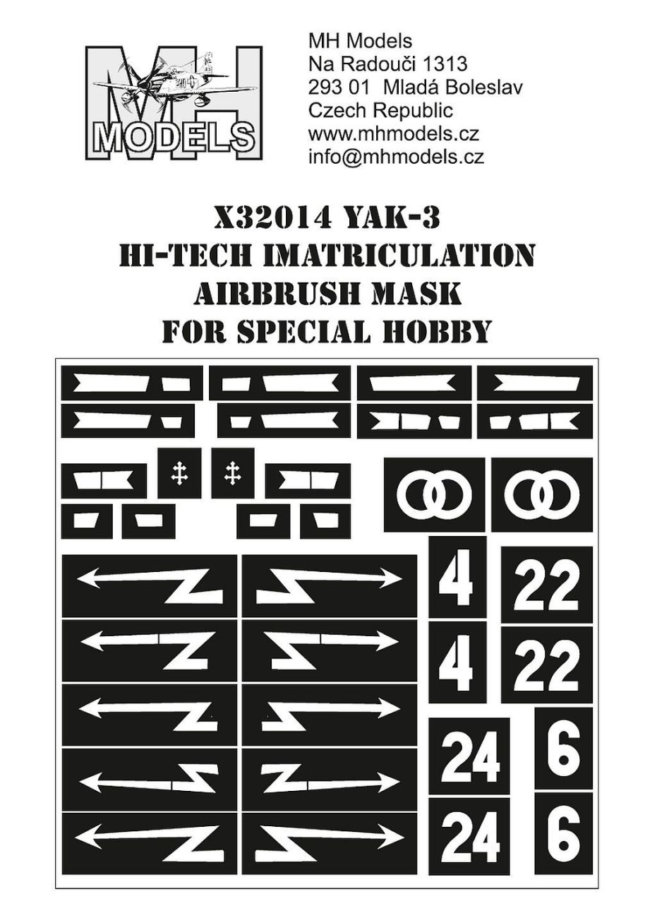 1:32 Yak-3 Hi-Tech imatriculation airbrush mask