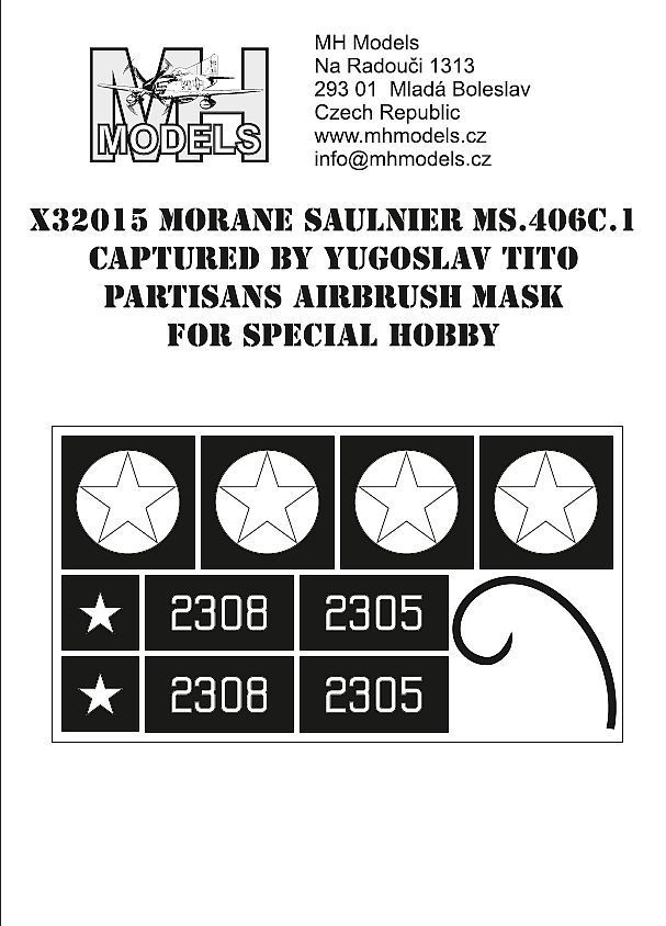 1:32 MS.406C.1 Captured by Yugoslav Tito partisan airbrush mask