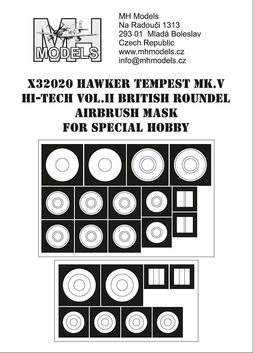 1:32 Hawker Tempest Mk.V Hi-Tech vol.II British roundel airbrush mask