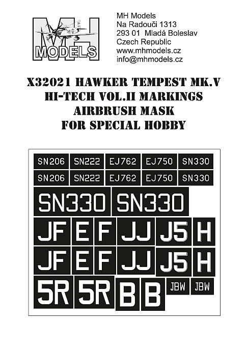 1:32 Hawker Tempest Mk.V Hi-Tech vol.II Markings airbrush mask