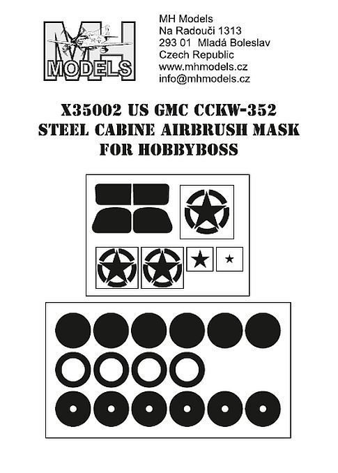 1:35 US GMC CCKW-352 Steel cabine airbrush mask
