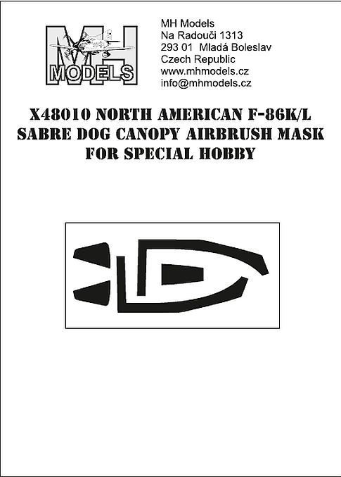 1:48 NORTH AMERICAN F-86K/L SABRE DOG CANOPY AIRBRUSH MASK