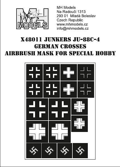 1:48 JUNKERS JU-88C-4 GERMAN CROSSES AIRBRUSH MASK