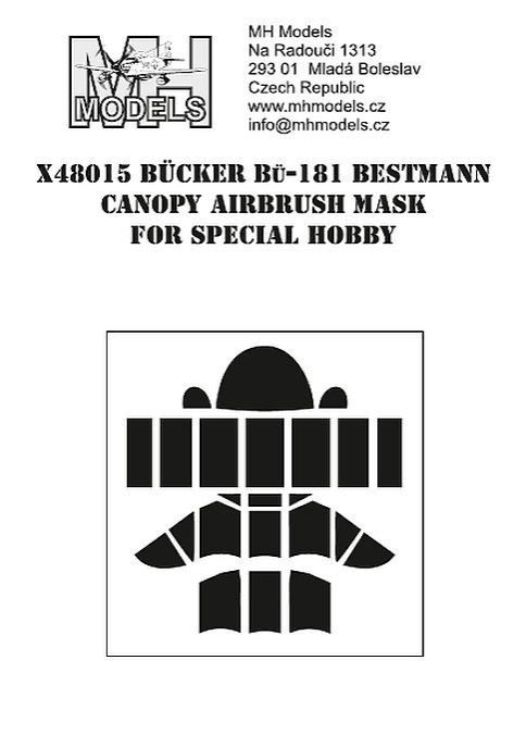 1:48 Bücker Bü-181 Bestmann canopy airbrush mask