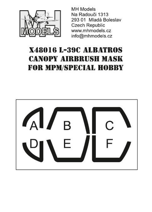 1:48 L-39C Albatros canopy airbrush mask