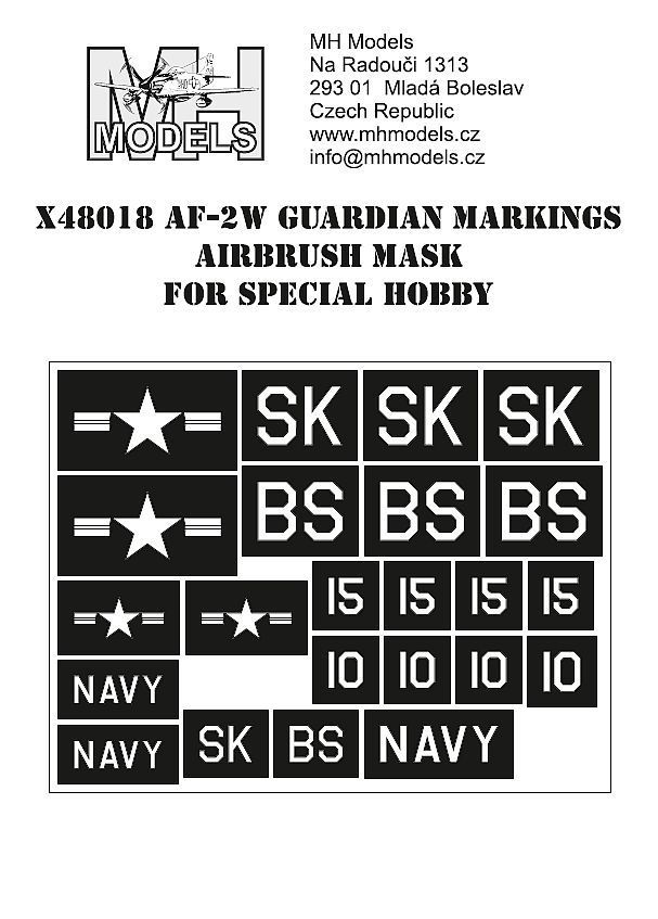 1:48 AF-2W Guardian markings airbrush mask