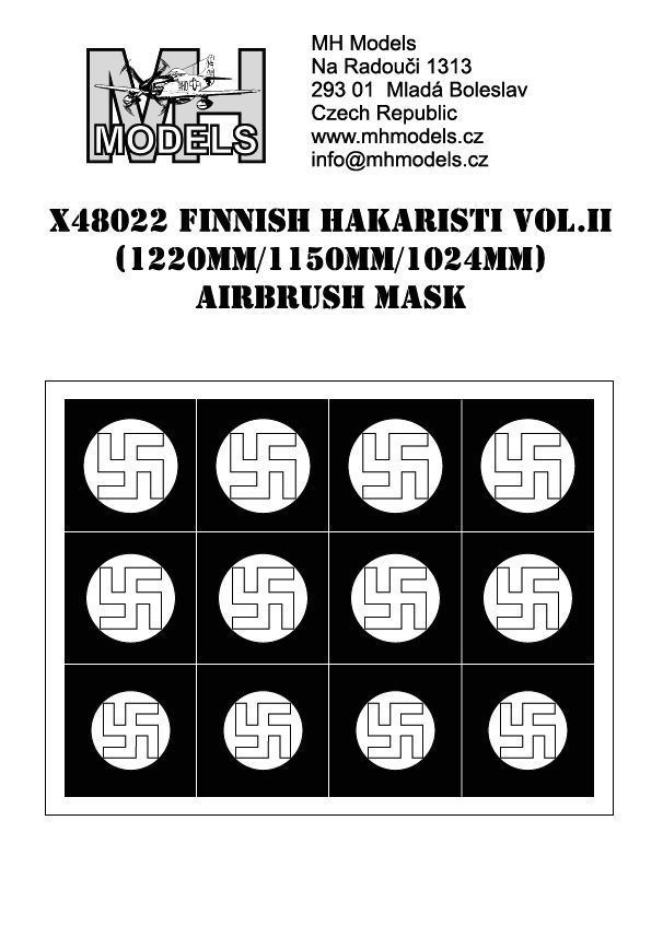 1:48 Finnish hakaristi vol.II 1220mm/1150mm/1024mm airbrush mask