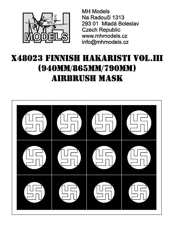 1:48 Finnish hakaristi vol.III 940mm/865mm/790mm airbrush mask