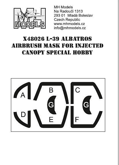 1:48 L-39 Albatros airbrush mask for injected canopy