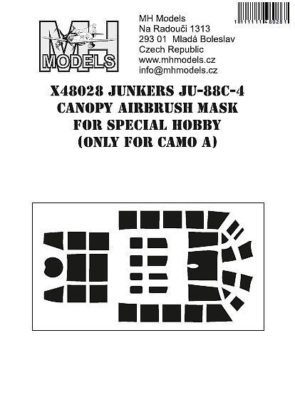 1:48 Junkers Ju-88C-4 Canopy airbrush mask