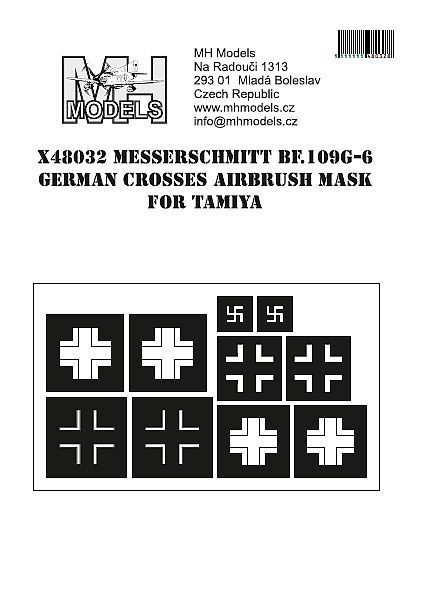 1:48 Messerschmitt Bf.109G-6 German Crosses airbrush mask